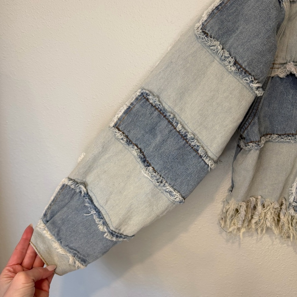 Pol Cropped Patchwork Denim Jacket - image 5